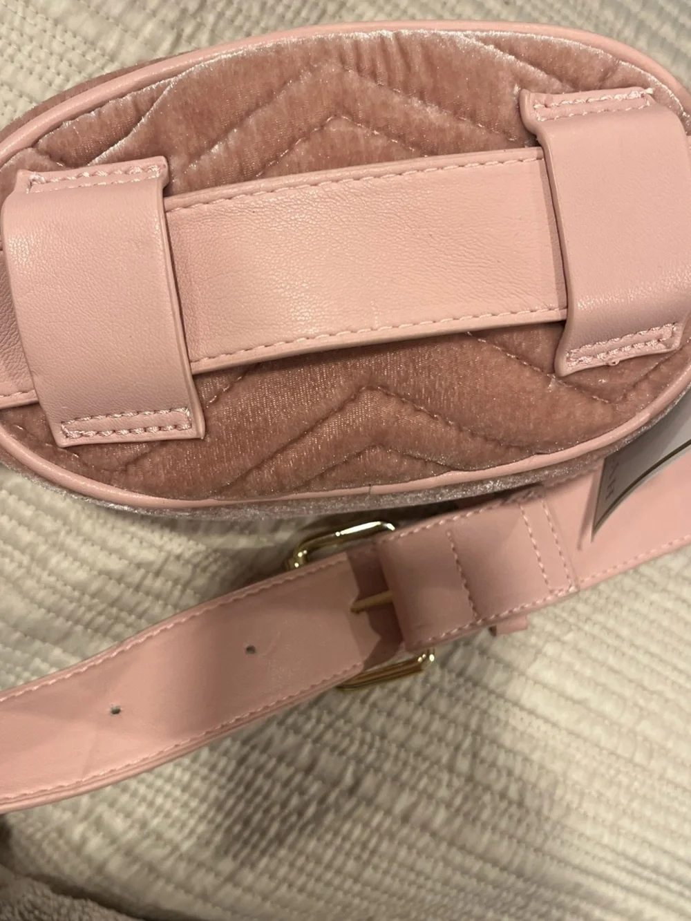Shiraleah Blush Pink Quilted Velvet Belt Bag